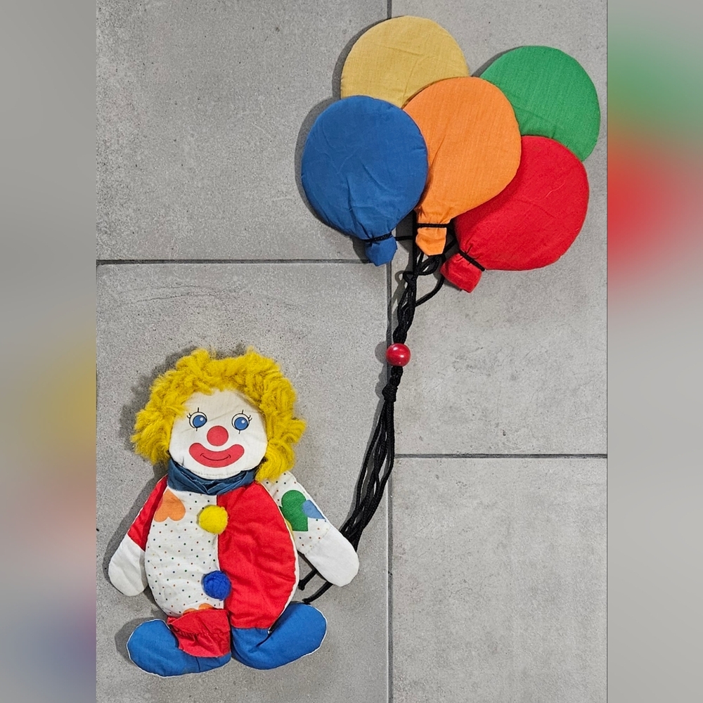 Vintage Clown and Balloon Set - 1980s Wooltex (Cotton Fabric)